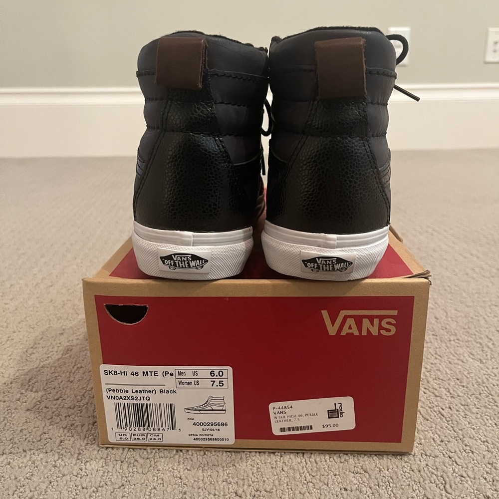 🩷 Vans SK8-Hi 46 MTE Pebble Leather Black Weatherized 7.5 Gently Used Hightops - Picture 3 of 6